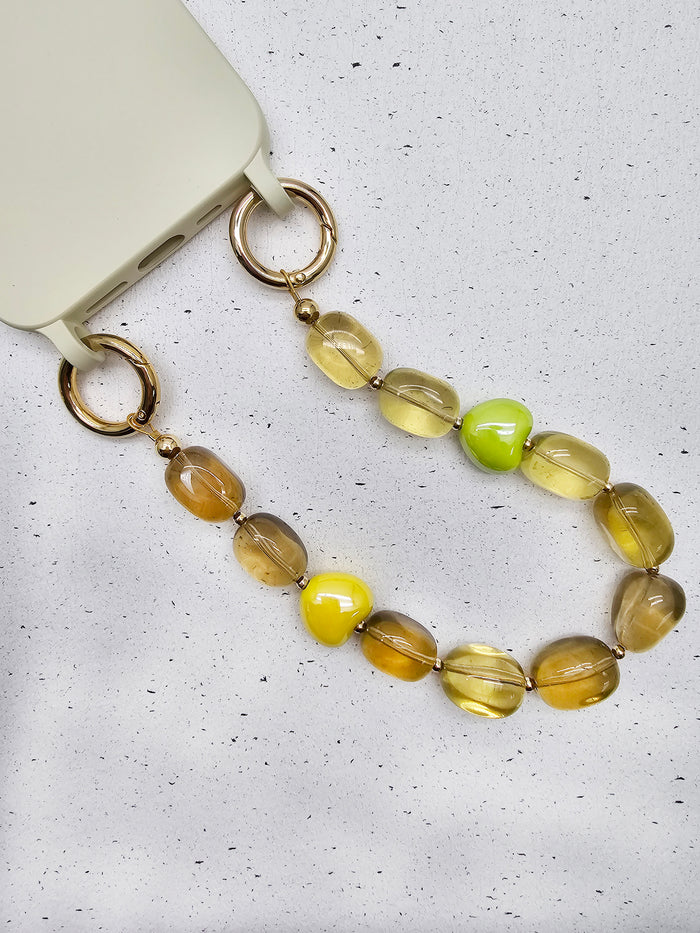Nugget Citrine With Hearts Phone Strap PC021