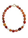 Nugget Red Agate With freshwater Pearls Necklace PN046