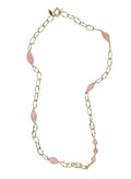 Nugget Rose Quartz With Chain Long Necklace PN036