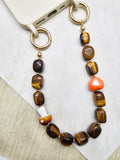 Nugget Tiger-eye Stone With Mushroom And Heart Short Phone Strap PC025