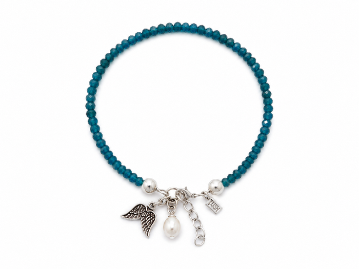 Ocean Spell Stretch Bracelet Blue Apatite featuring genuine blue apatite gemstones on a comfortable stretch bracelet design.