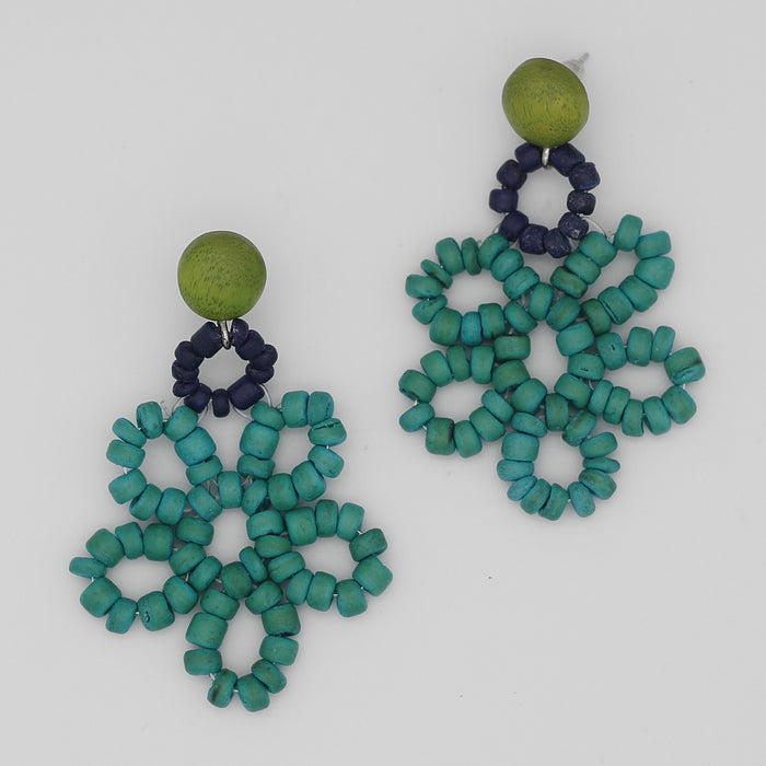 Ocean Beaded Flower Earrings - Sylca Designs - Chunky Jewelry