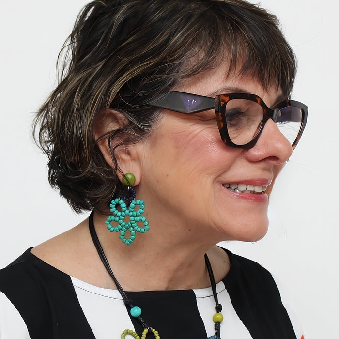 Ocean Beaded Flower Earrings - Sylca Designs - Chunky Jewelry
