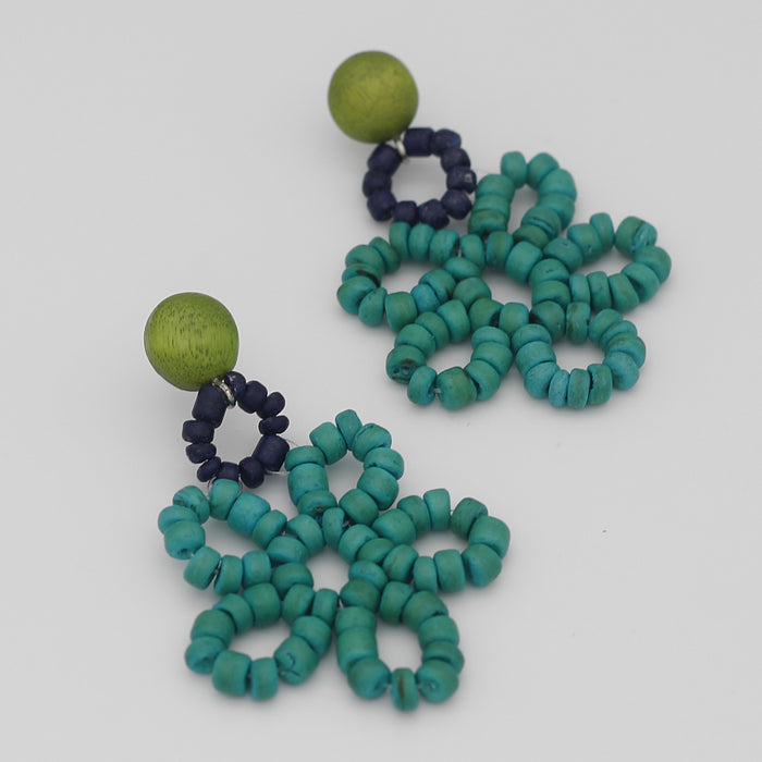 Ocean Beaded Flower Earrings - Sylca Designs - Chunky Jewelry