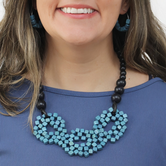 Ocean Blue Mosaic Statement Necklace