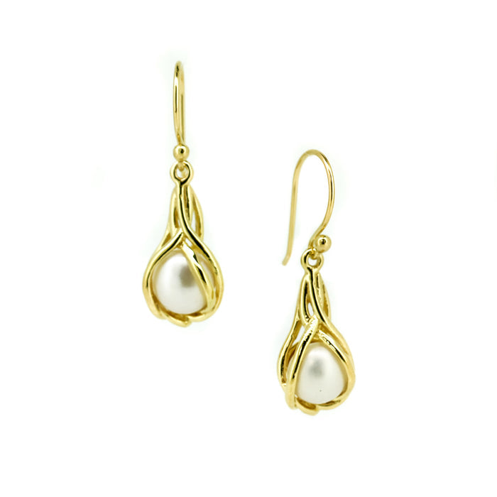 Ocean Embrace Pearl Earrings Gold | Gold Vermeil Freshwater Pearl Earrings
