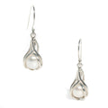 elegant pearl hook earrings with silver detail