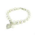 Ocean Hearts Pearl Silk Knot Adjustable Bracelet with Sterling Silver Heart/Clasp