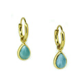 Larimar dew drop shaped gold sleepers