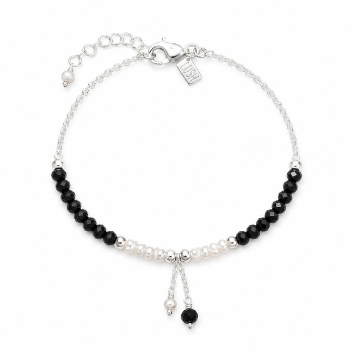 Ocean Spell Pearl Bracelet with Black Agate and Sterling Silver