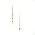 Larimar threader earrings gold vermeil with freshwater pearl Australian coastal jewellery