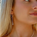 Ocean Spell Pearl Larimar Thread Earrings featuring genuine Larimar gemstones and freshwater pearls in sterling silver.
