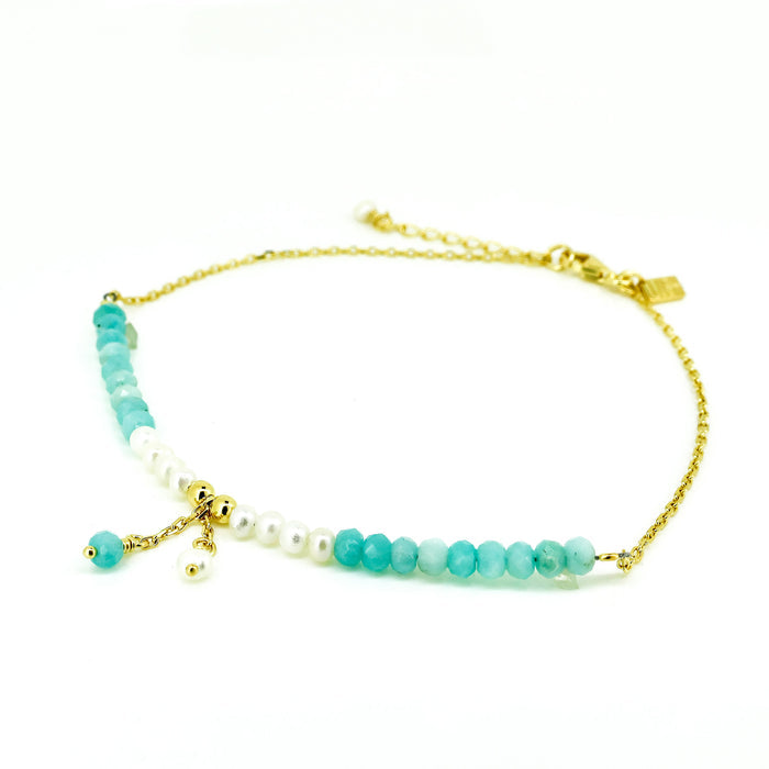 ocean spell pearl blue apatite anklet in gold