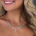 dianty silver chain necklace with amazonite and pearls
