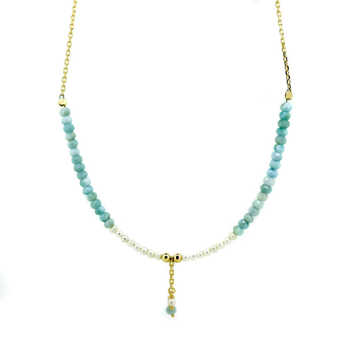 Ocean Spell Pearl Necklace Larimar Gold | Broome Jewellery Designs