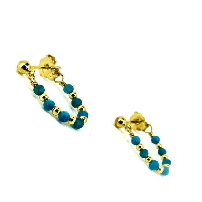 Apatite gemstone loop earrings in gold