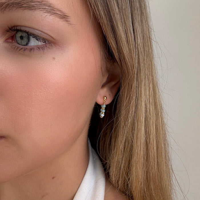 Oceanic Loops Larimar Earrings Gold | Gold Vermeil Larimar Earrings