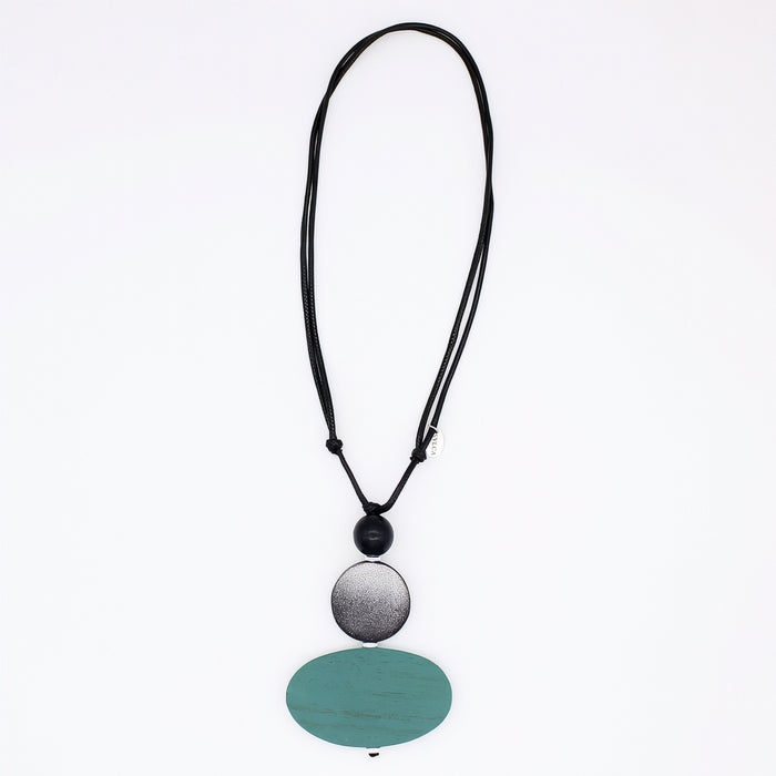 Odette Teal Oval Pendant Necklace