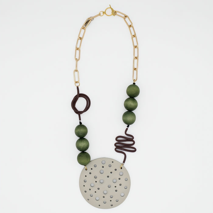 Olive Crater Statement Necklace - Sylca Designs - Chunky Jewelry