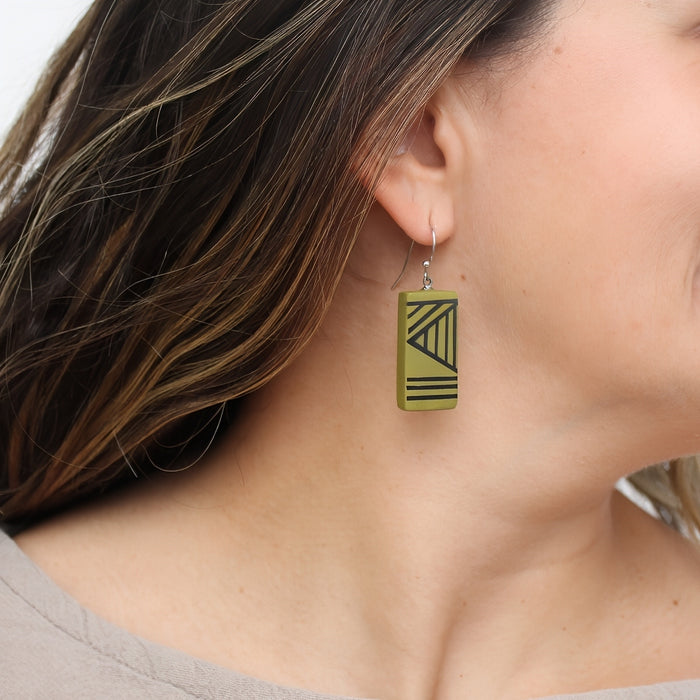 Olive Geometric Vesperra Earring - Sylca Designs - Chunky Jewelry