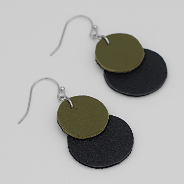 Olive Paris Leather Earrings - Sylca Designs - Chunky Jewelry