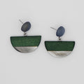 Olive Wood and Shell Half Moon Earrings - Sylca Designs - Chunky Jewelry