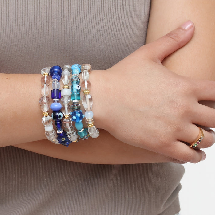 Opal Glass Bead Bracelet - Sylca Designs - Chunky Jewelry