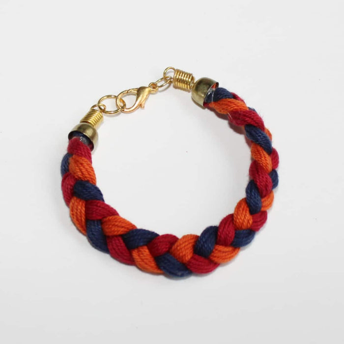 Orange and Blue Braided Bracelet - Sylca Designs - Chunky Jewelry