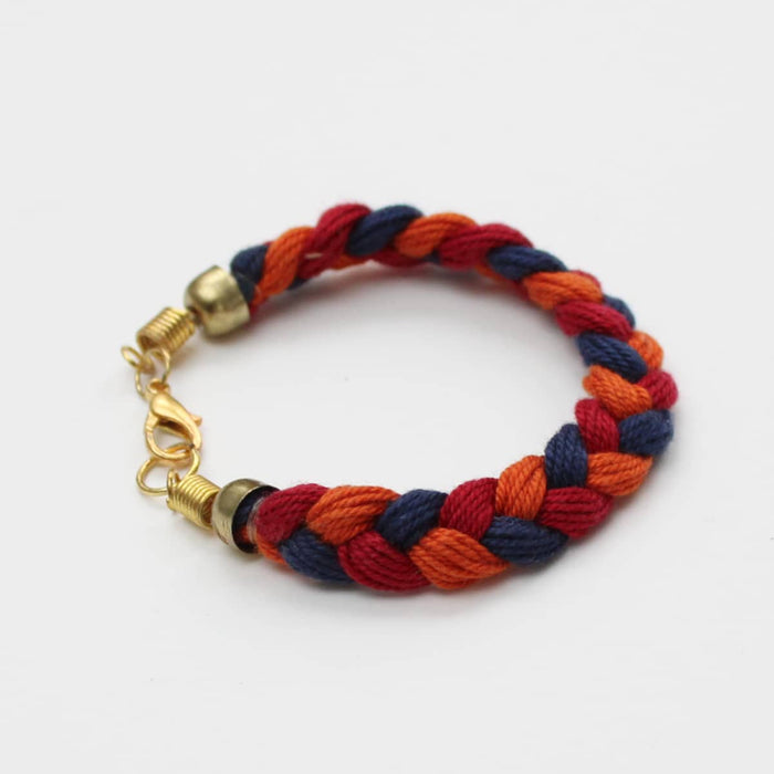 Orange and Blue Braided Bracelet - Sylca Designs - Chunky Jewelry