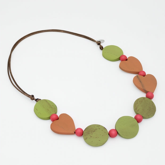 Orange and Lime Heartgrain Necklace