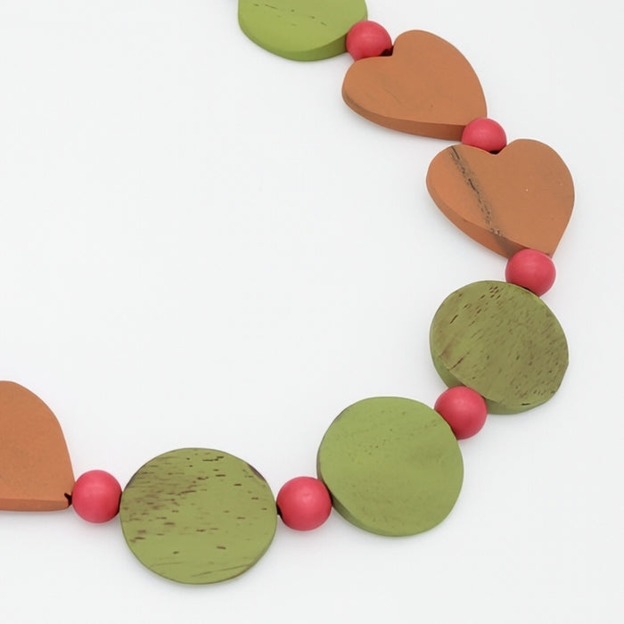 Orange and Lime Heartgrain Necklace