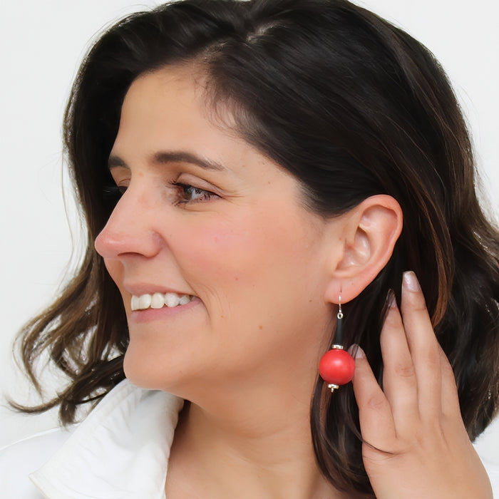 Orange Ball Drop Earring - Sylca Designs - Chunky Jewelry