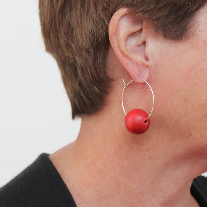 Orange Ball Hoop Dangle Earring - Sylca Designs - Chunky Jewelry