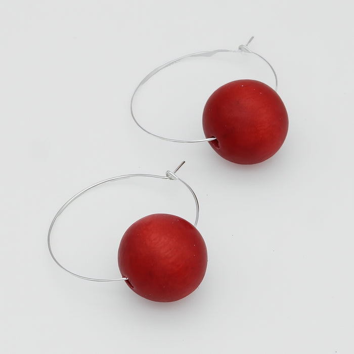 Orange Ball Hoop Dangle Earring - Sylca Designs - Chunky Jewelry
