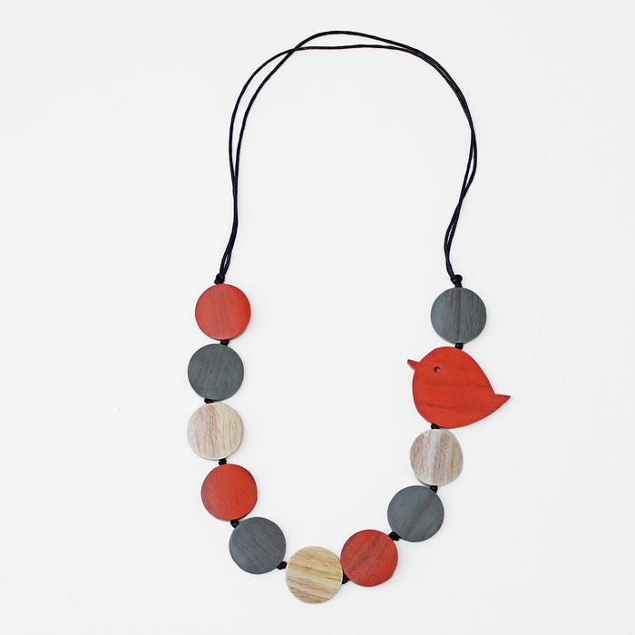 Orange Beaded Robin Necklace - Sylca Designs - Chunky Jewelry