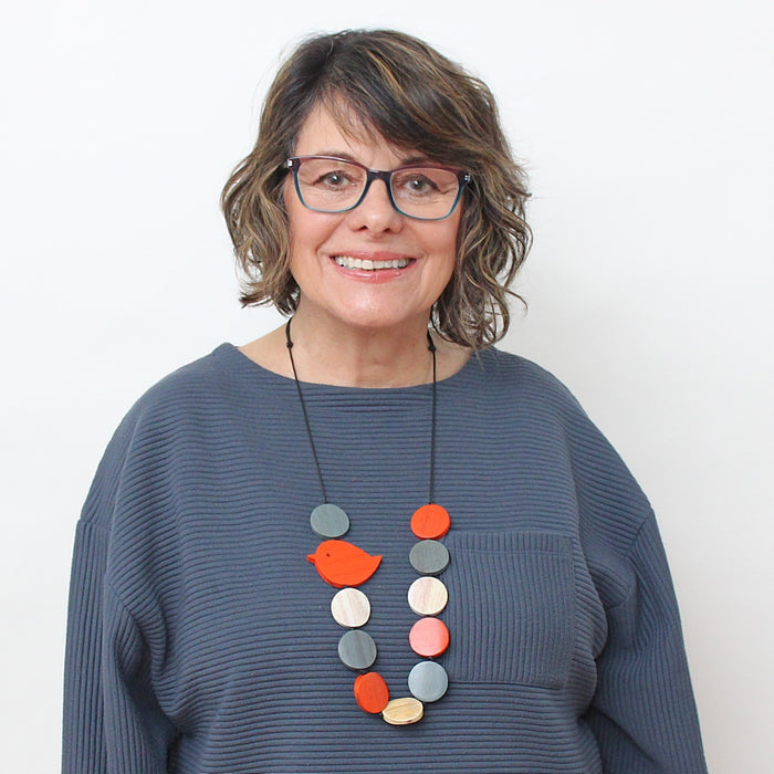 Orange Beaded Robin Necklace - Sylca Designs - Chunky Jewelry