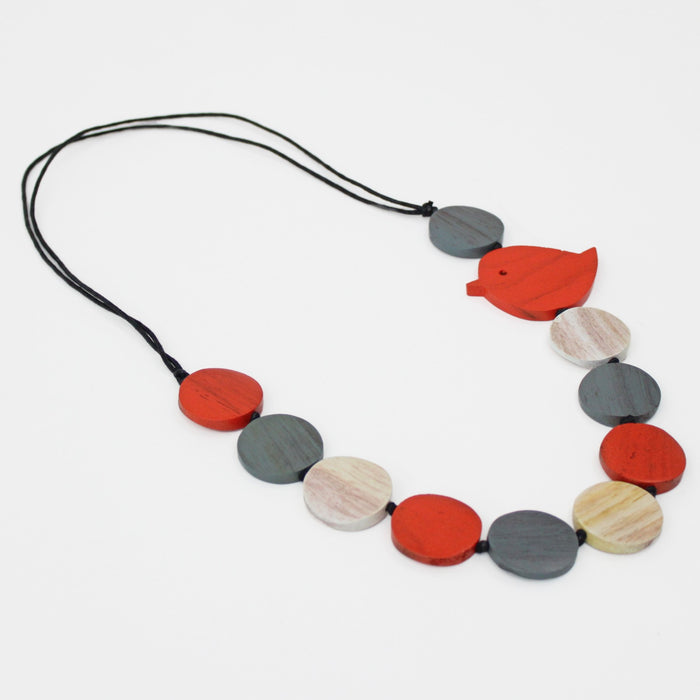 Orange Beaded Robin Necklace - Sylca Designs - Chunky Jewelry
