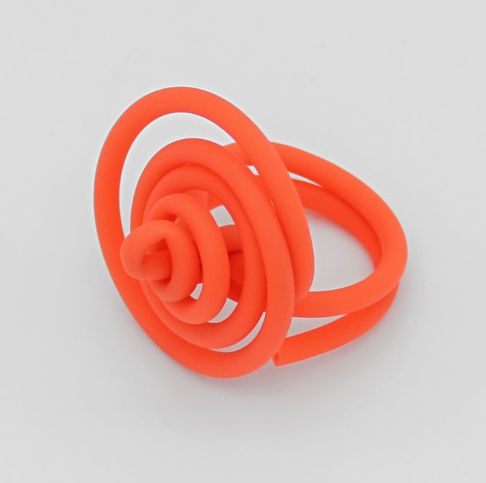Orange Cefalu Swirl Ring - Sylca Designs - Chunky Jewelry