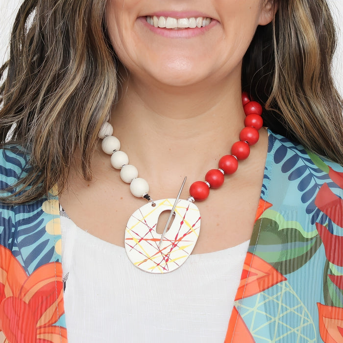Orange Cosmic Splash Pendant Necklace - Sylca Designs - Chunky Jewelry