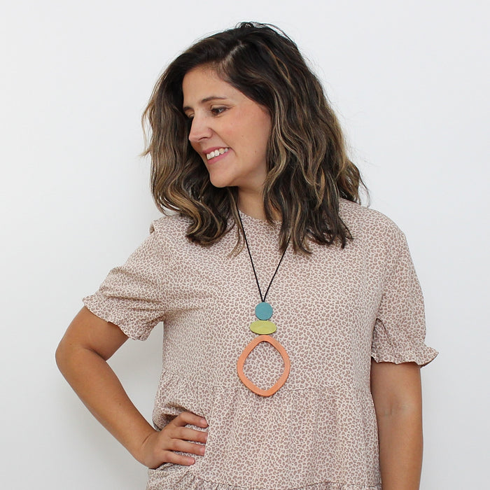 Orange Curved Circle Pendant - Sylca Designs - Chunky Jewelry