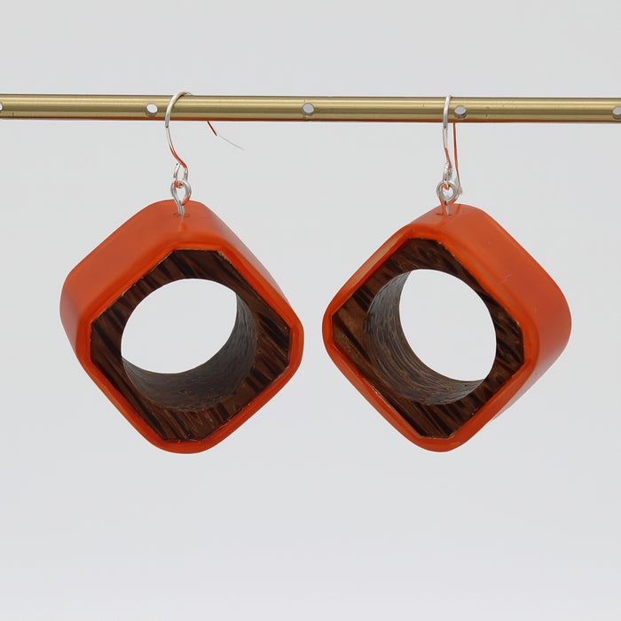 Orange Geoblend Dangle Earring - Sylca Designs - Chunky Jewelry
