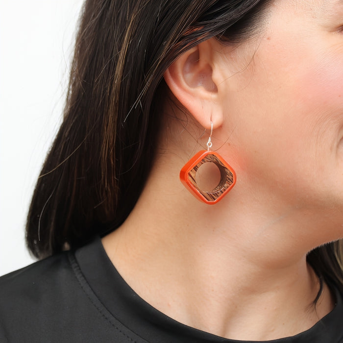 Orange Geoblend Dangle Earring - Sylca Designs - Chunky Jewelry