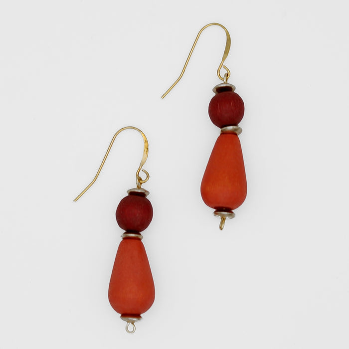 Orange Geometric Dangle Statement Earring - Sylca Designs - Chunky Jewelry