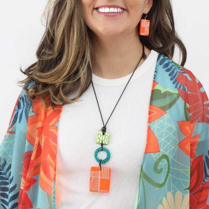 Orange Geovibe Pendant Necklace