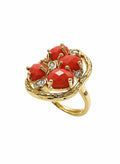 Orange Jade With Zircon Statement Ring SR001