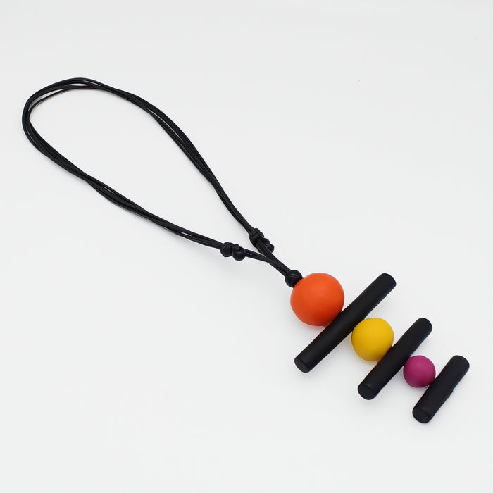 Orange Linear Layers Pendant Necklace - Sylca Designs - Chunky Jewelry