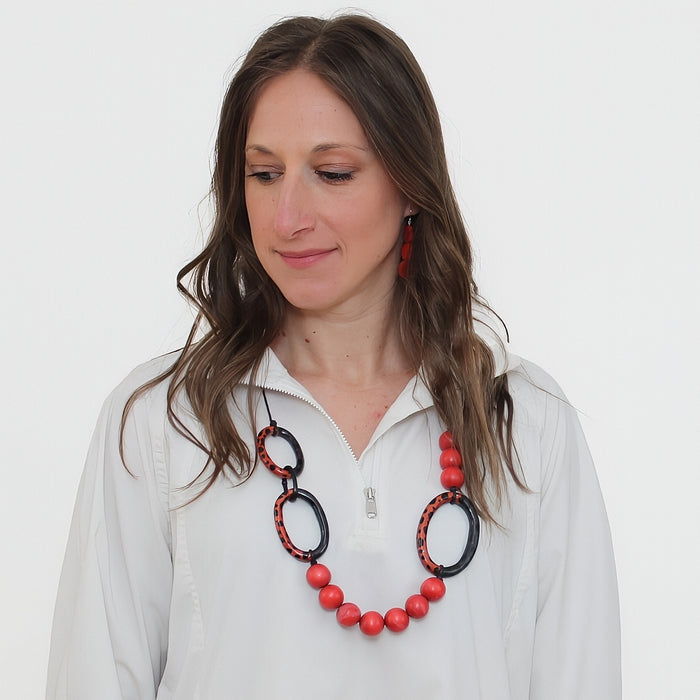 Orange Link Akari Necklace - Sylca Designs - Chunky Jewelry