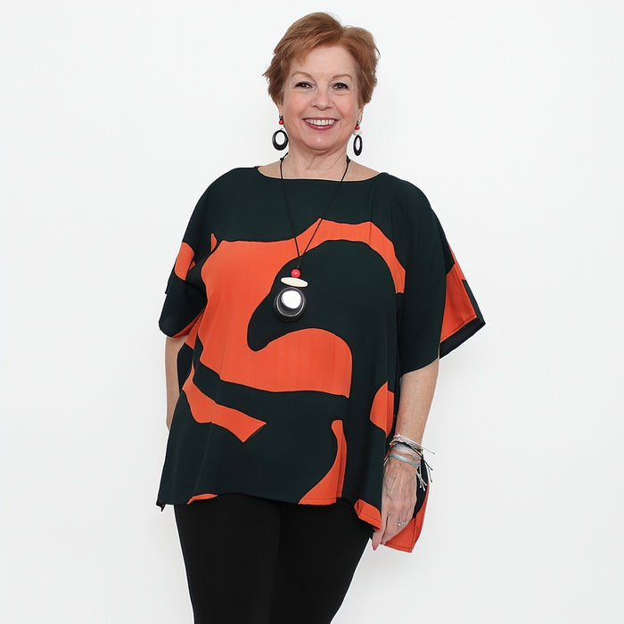 Orange Modern Sunset Blouse - Sylca Designs - Chunky Jewelry