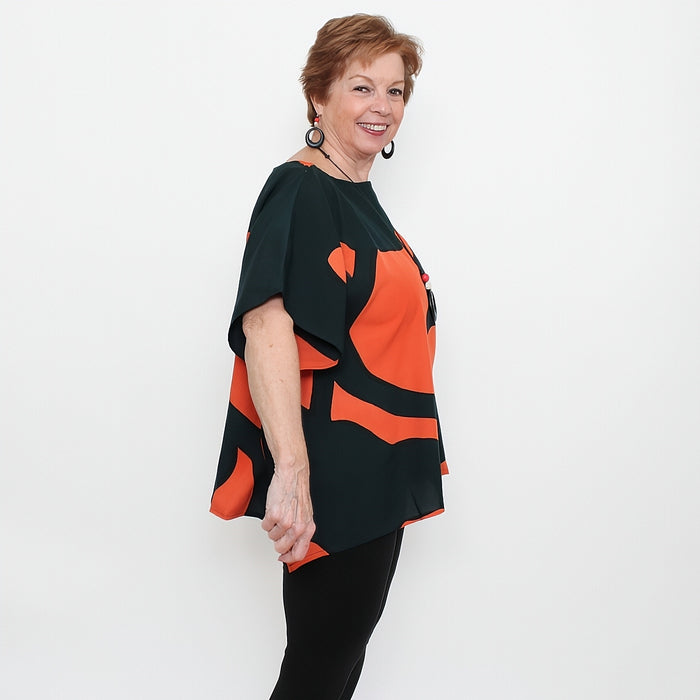 Orange Modern Sunset Blouse - Sylca Designs - Chunky Jewelry