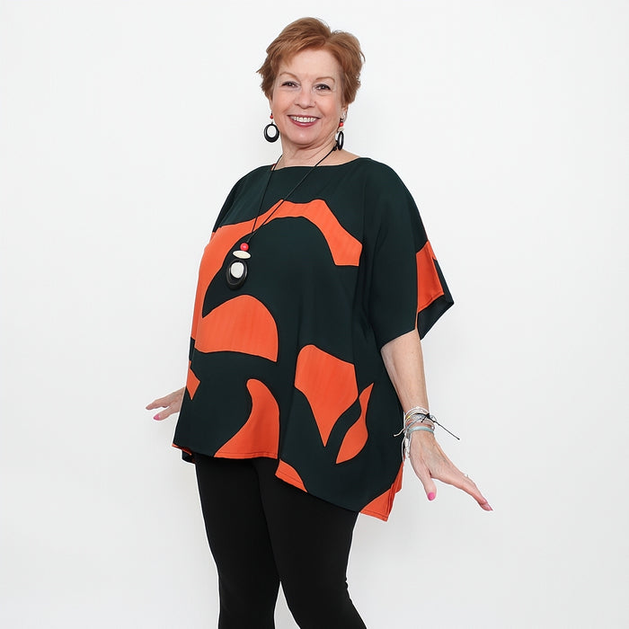 Orange Modern Sunset Blouse - Sylca Designs - Chunky Jewelry
